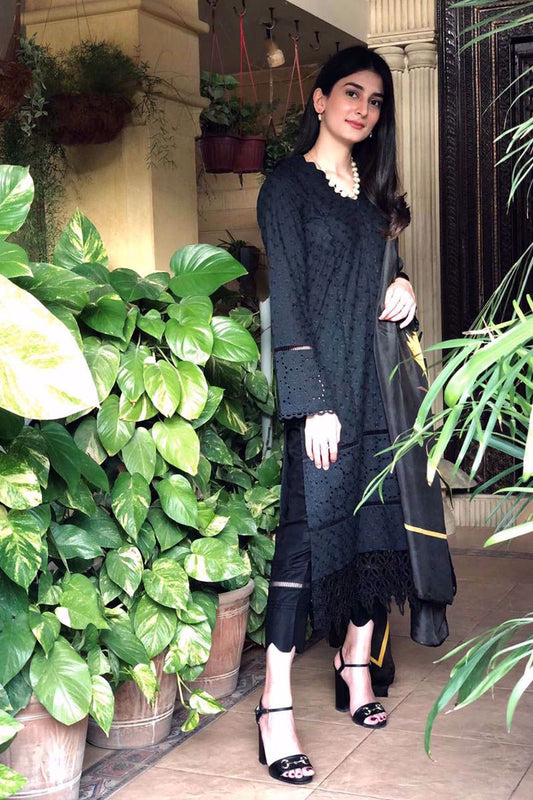 Midnight Melody Black Shirt and Dupatta With Pants