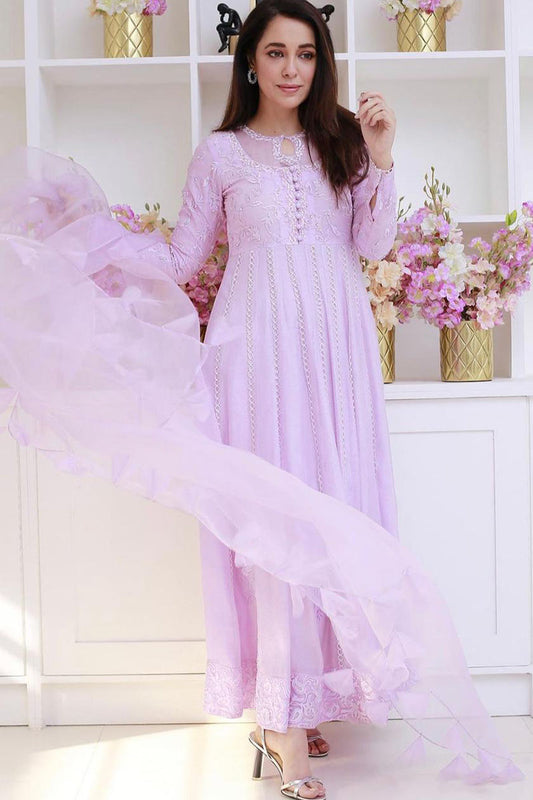 Lavender Myth Kalidaar and Dupatta With Pants