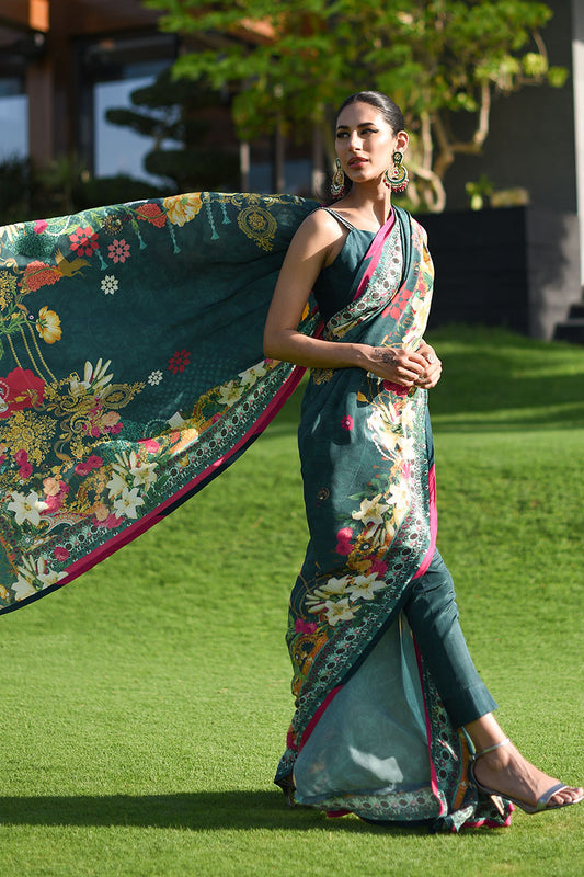 Deep Teal Saree