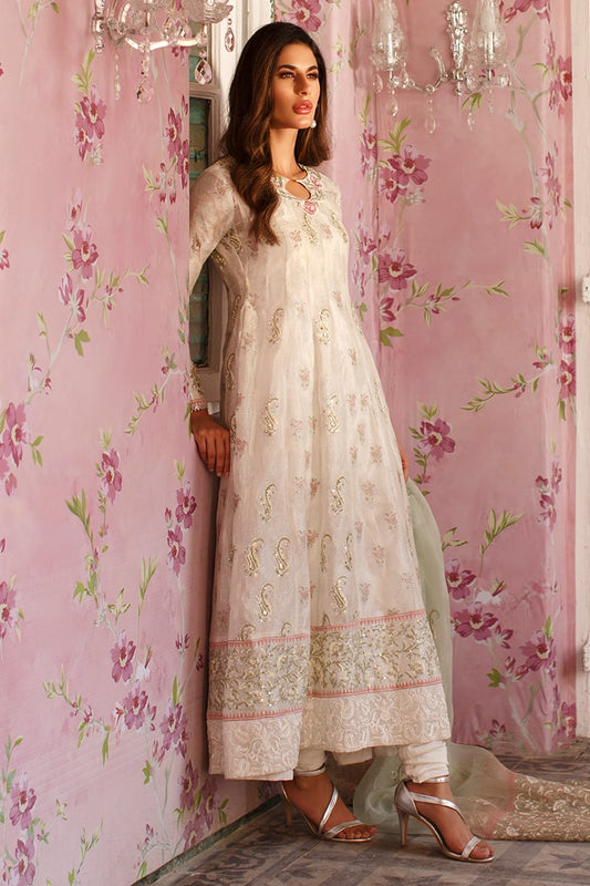 Floral azure Kalidaar and Dupatta With Pants