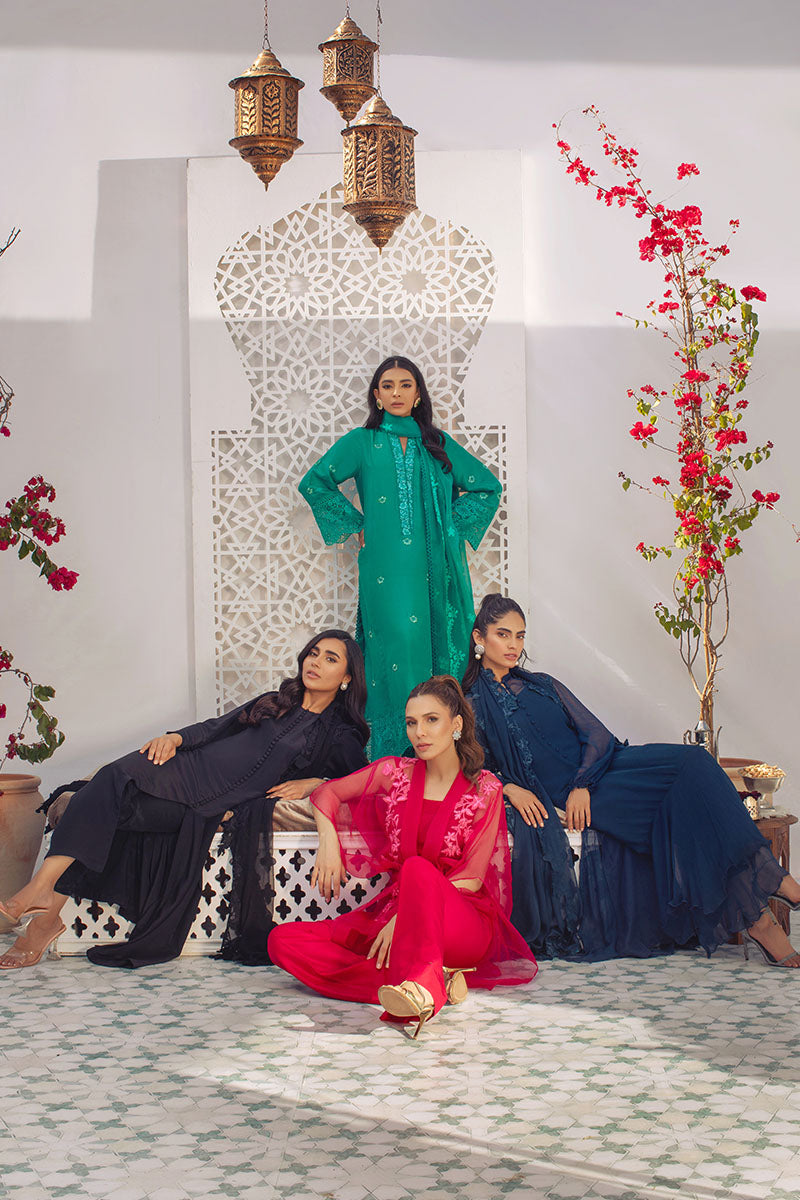 Midnight Blossom Shirt and Dupatta