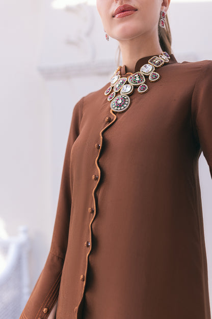 Sepia Shirt and Dupatta