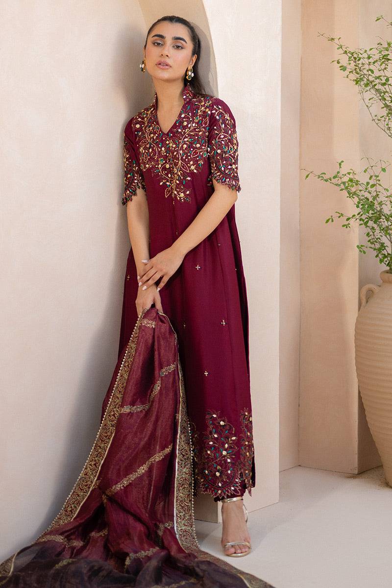Crimson Shirt and Dupatta