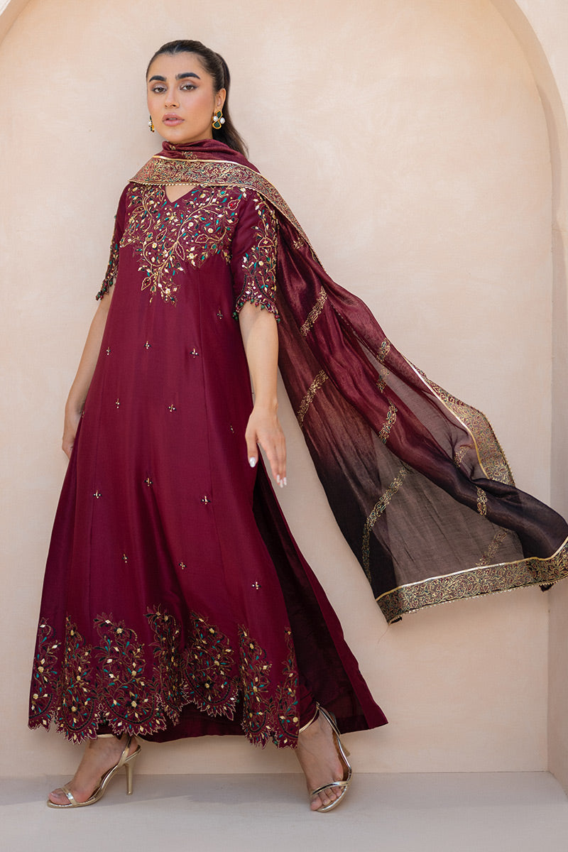 Crimson Shirt and Dupatta