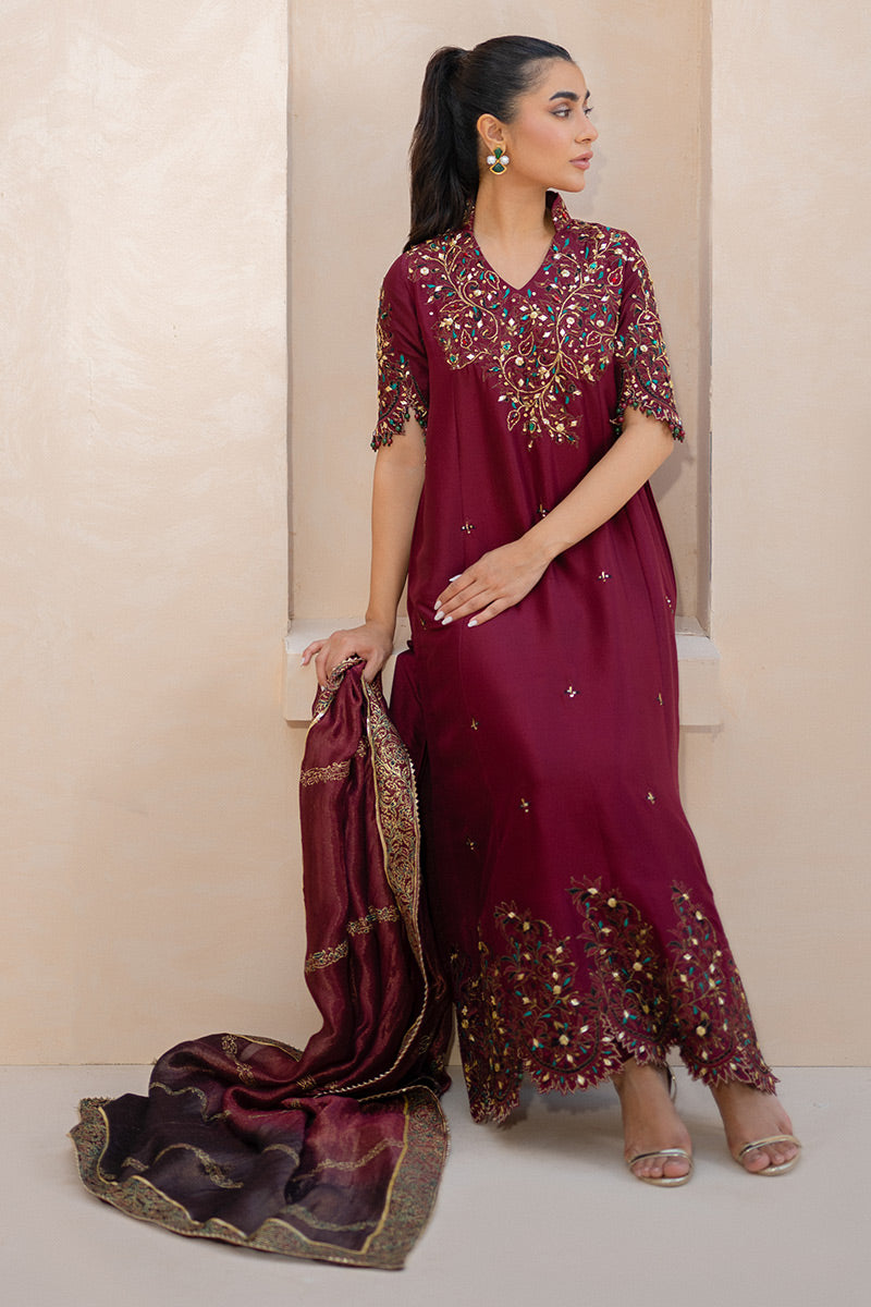 Crimson Shirt and Dupatta