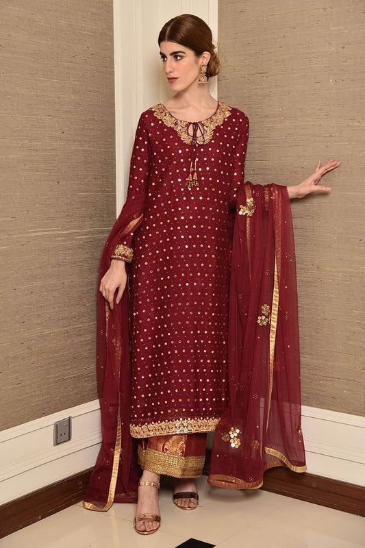 Crimson love Shirt and Dupatta With Pants