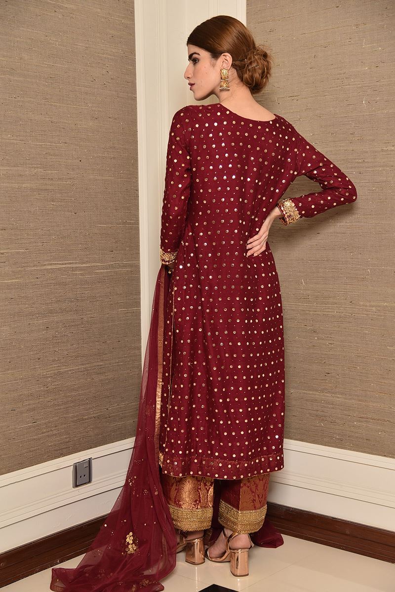 Crimson love Shirt and Dupatta With Pants
