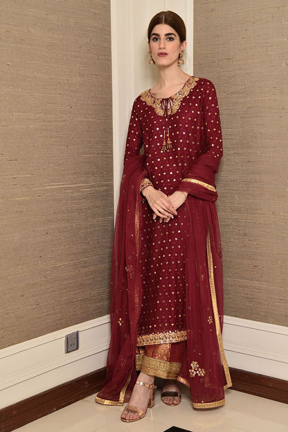 Crimson love Shirt and Dupatta With Pants