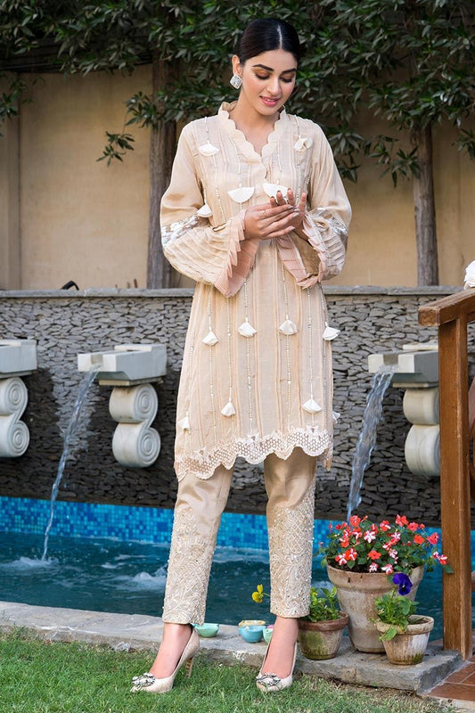 Beige Tassles Shirt