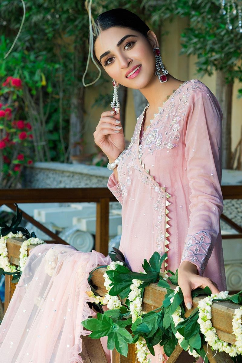Powder Pink Angarkha and Dupatta