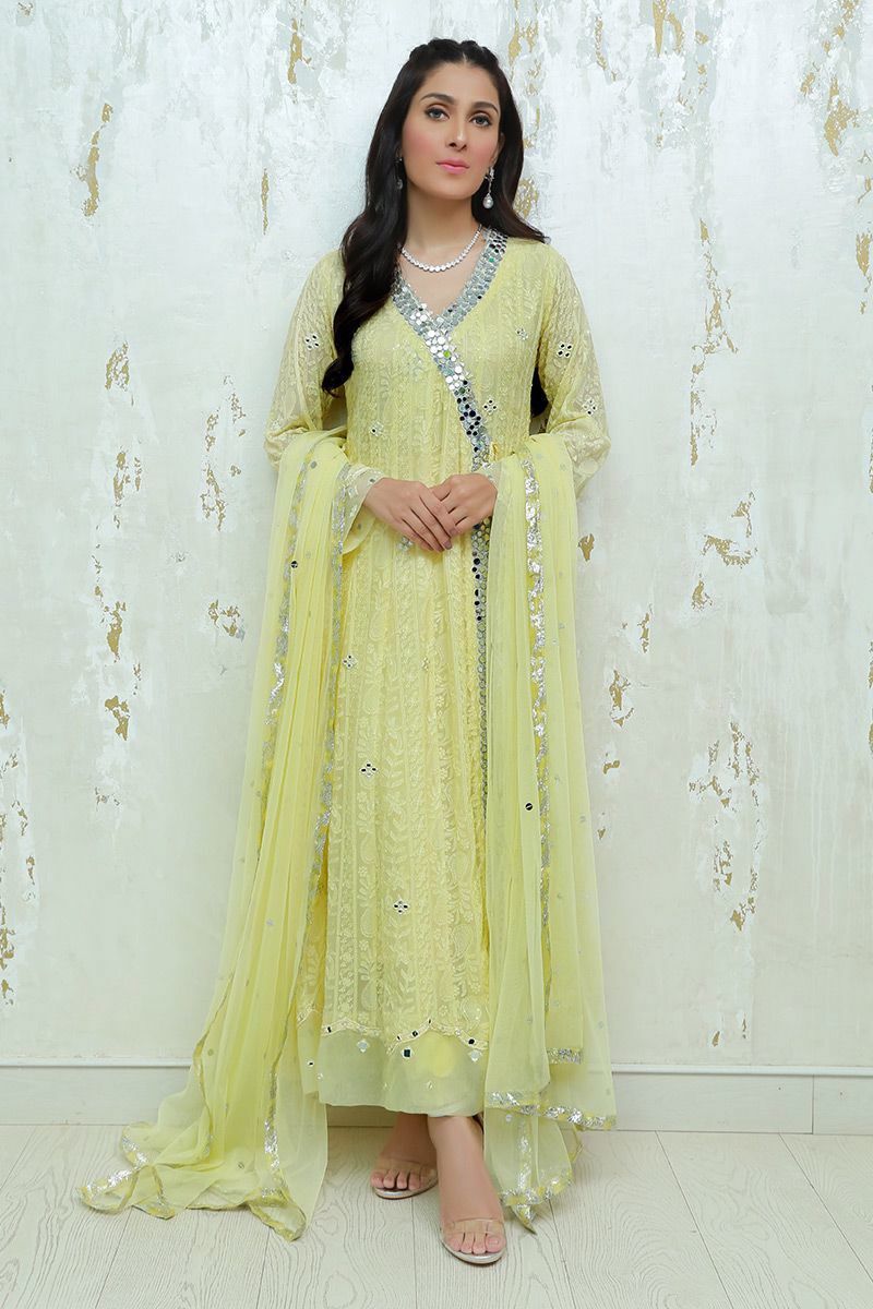 Lemon infusion Kalidaar and Dupatta With Pants
