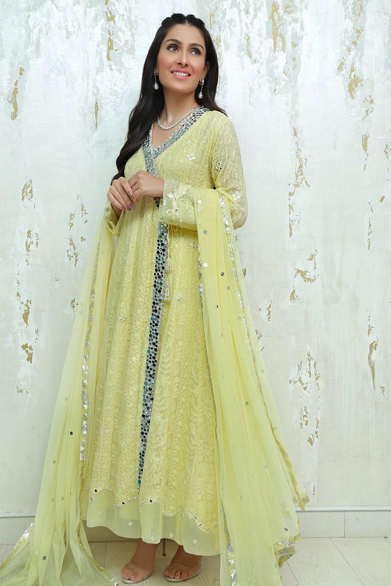 Lemon infusion Kalidaar and Dupatta With Pants