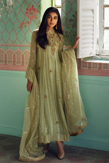 Floral mesh Kalidaar and Dupatta With Pants