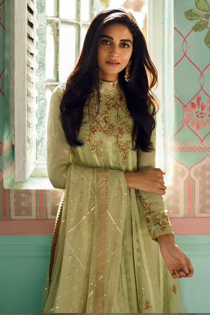 Floral mesh Kalidaar and Dupatta With Pants