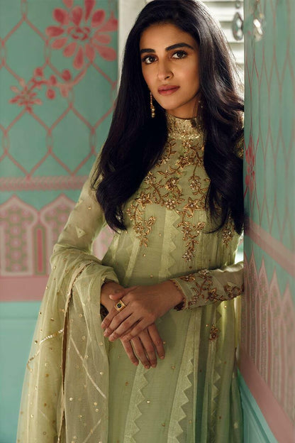 Floral mesh Kalidaar and Dupatta With Pants