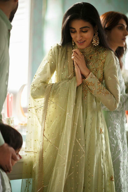 Floral mesh Kalidaar and Dupatta With Pants