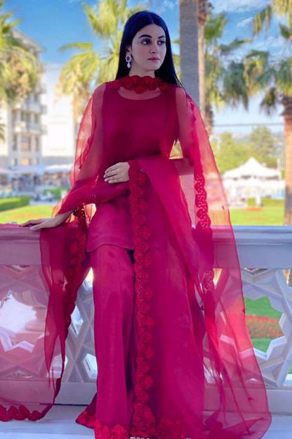 Carnation Shirt and Dupatta With Pants