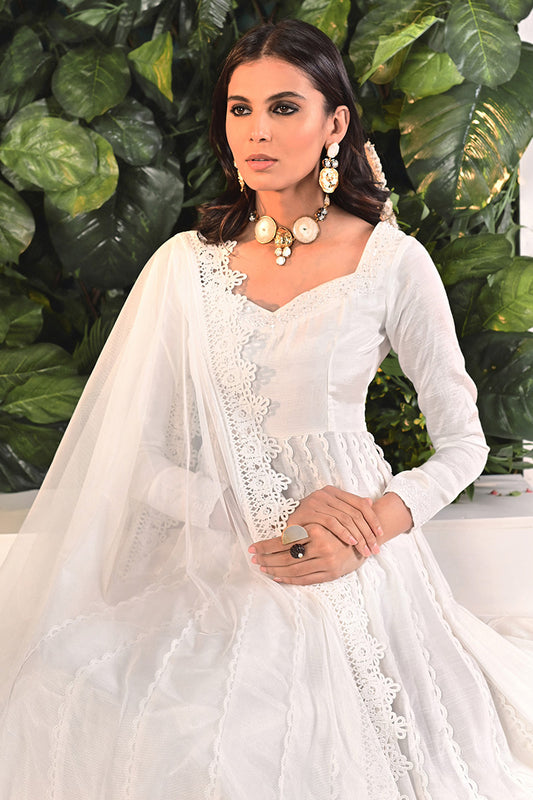 Whisper white Kalidaar and Dupatta With Pants