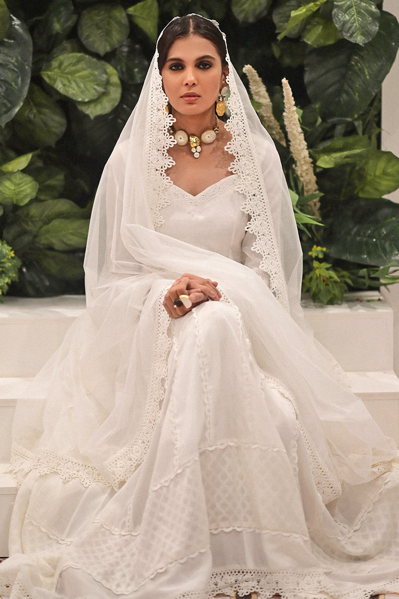 Whisper white Kalidaar and Dupatta With Pants