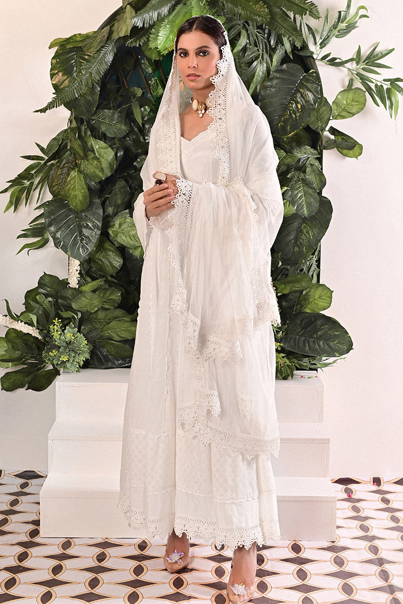 Whisper white Kalidaar and Dupatta With Pants