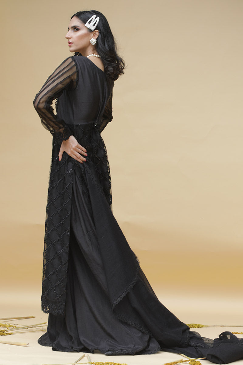 Black array Angarkha and Dupatta With Pants