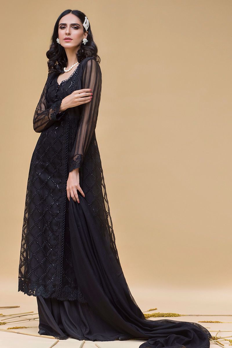 Black array Angarkha and Dupatta With Pants