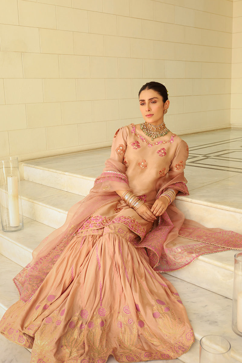 Taupe Shirt and Dupatta With Pants