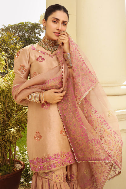 Taupe Shirt and Dupatta With Pants