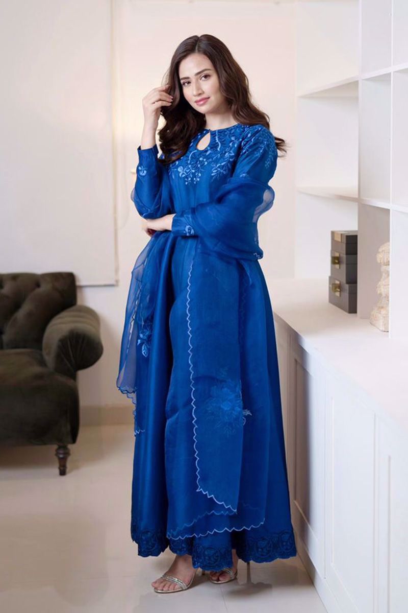 Blue Shadow Kalidaar and Dupatta