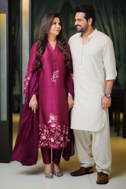 Plum Affair Shirt and Dupatta