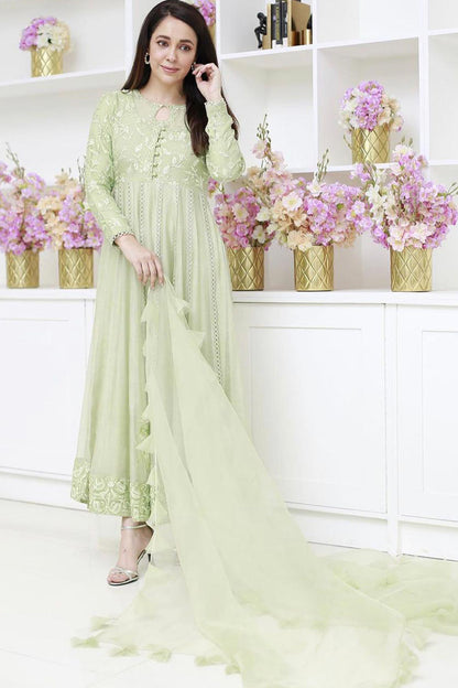 Mint Cluster Kalidaar and Dupatta With Pants