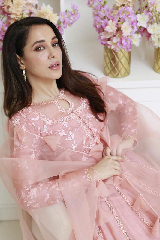 Dusty Pink Hint Kalidaar and Dupatta With Pants