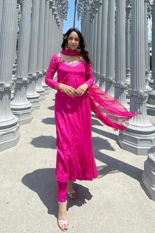 Fuschia Glow Kalidaar and Dupatta With Pants