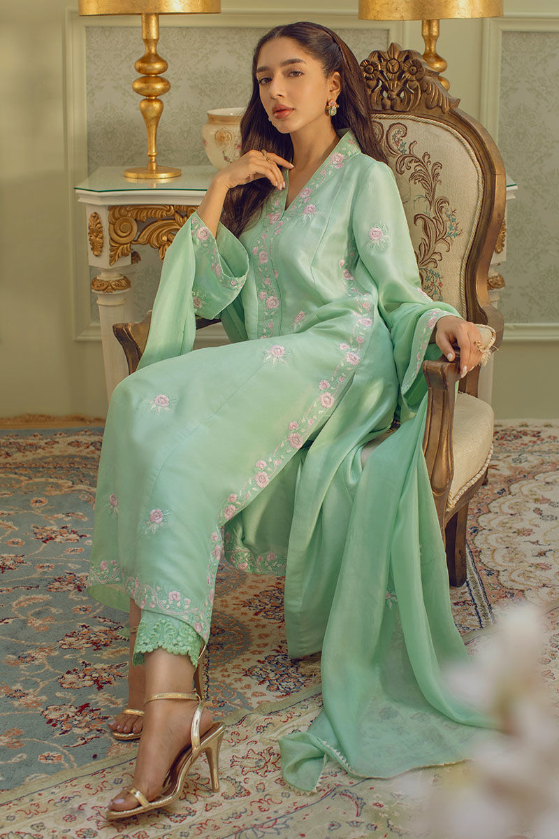 Mint Rose Shirt and Dupatta
