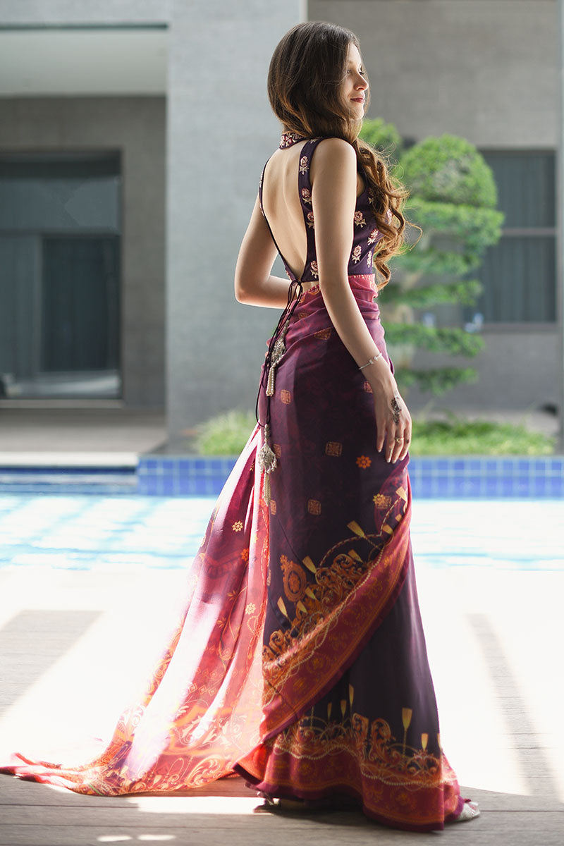 Vintage Voilet Saree