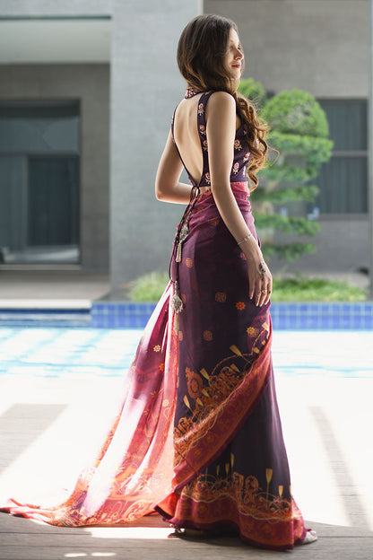 Vintage Voilet Saree