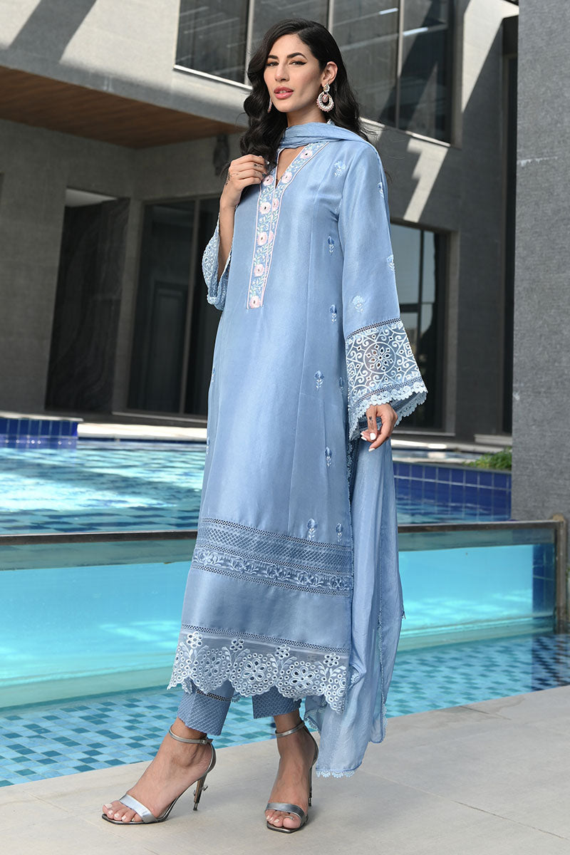 Crystal Blue Shirt and Dupatta