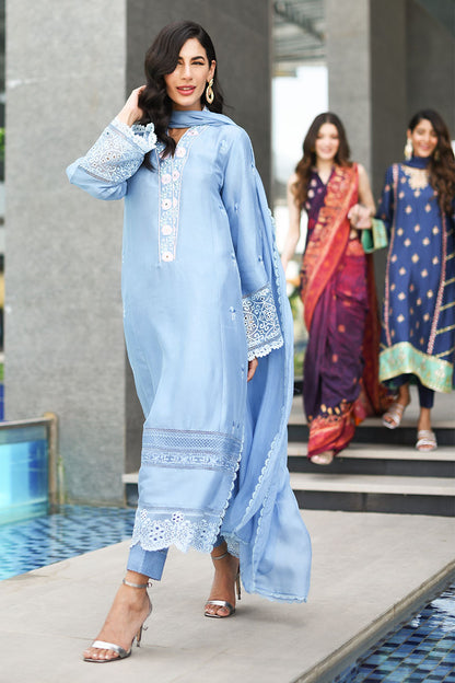 Crystal Blue Shirt and Dupatta