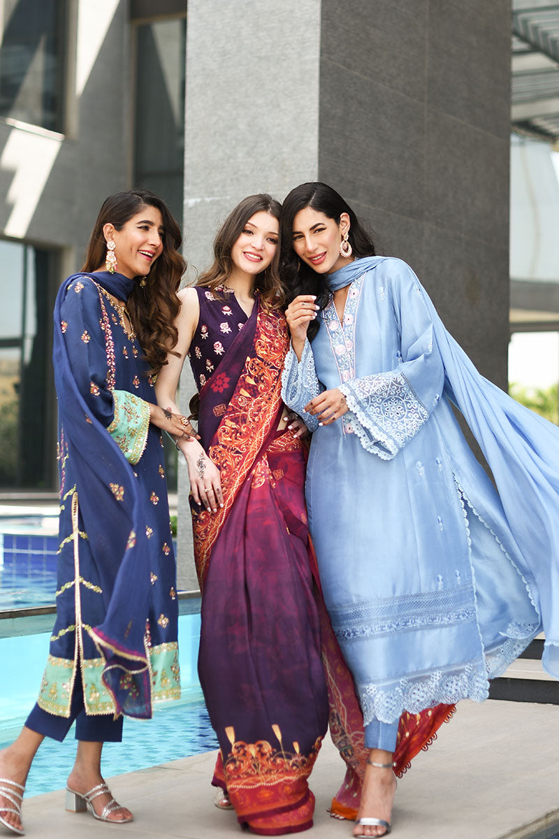 Crystal Blue Shirt and Dupatta