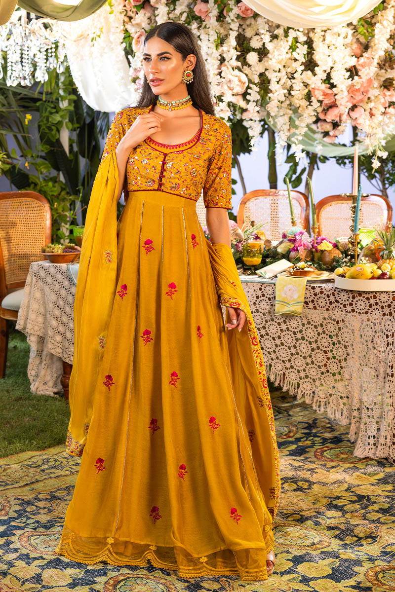 Apricot Kalidaar and Dupatta