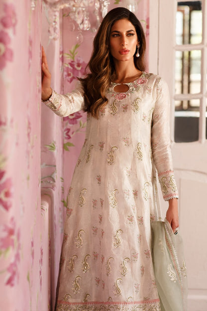 Floral azure Kalidaar and Dupatta With Pants
