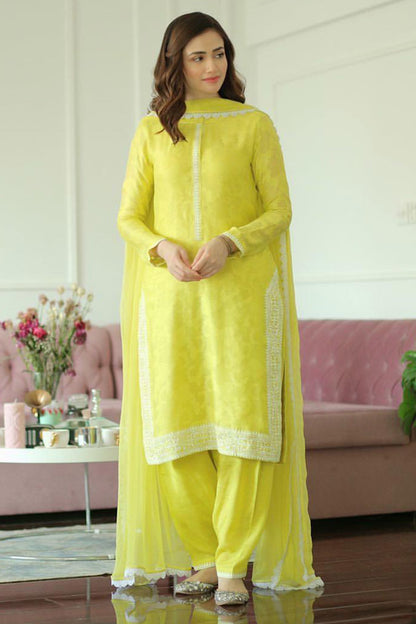 Floating Pearl Shirt and Dupatta With Pants
