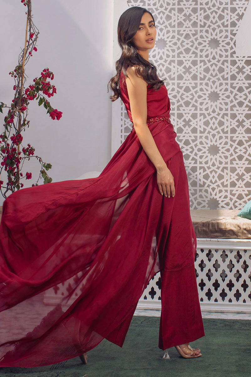 Ox-Blood Drape Shirt and Pants