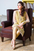 Picture of Lime green embroidered kurta