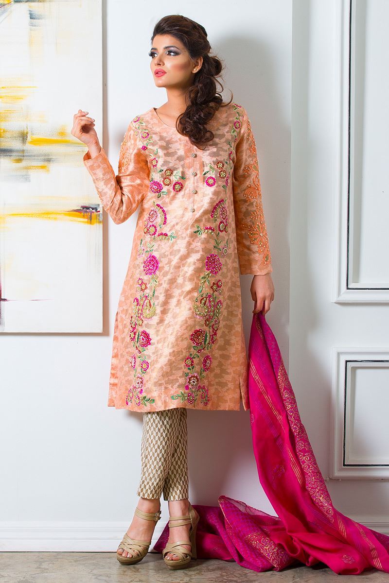 Picture of Coral embroidered kurta