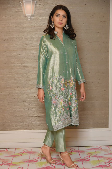 Shiny front open jacket