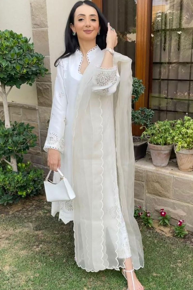 Elegance Off sequence White Suit Set With Dupatta | Buy Women Clothing