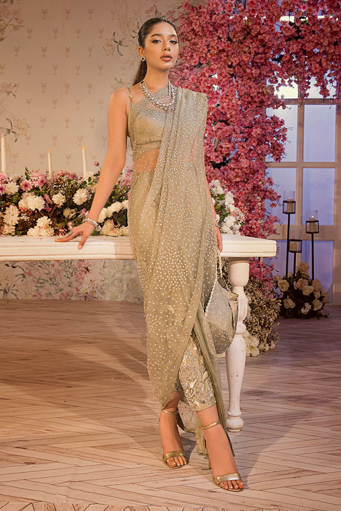 KALISTA Pre-draped saree : Buy KALISTA Saisha Pre-draped Pant Saree with  Stitched Online | Nykaa Fashion