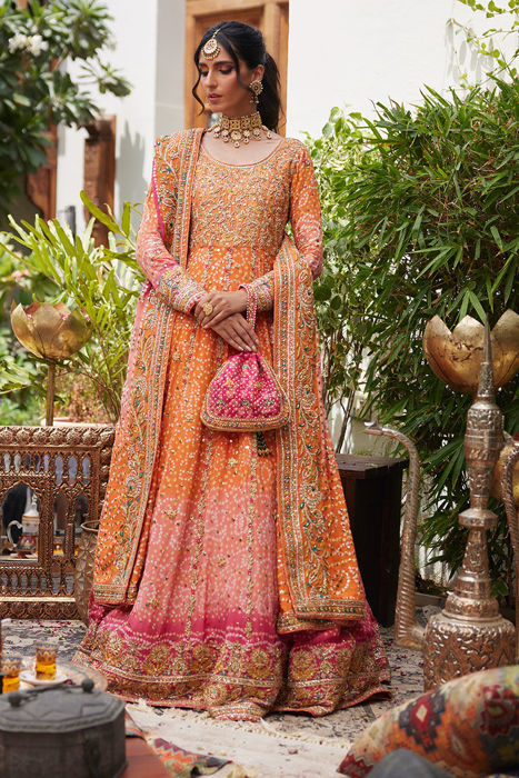 Orange and on sale pink mehndi dress
